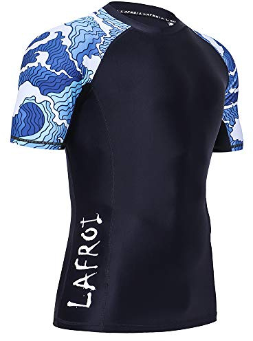 LAFROI Herren Kurzarm UPF 50+ Kompressionsshirt Rash Guard-CLY02D (Surge,LG)