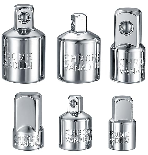 Adapter Satz, 6-tlg Stecknussadapter Set, Stecknuss Adapter, Stecknuss-Adapter für Ratschen, Nuss, 1/4 auf 3/8, 3/8 auf 1/4, 3/8 auf 1/2, 1/2 auf 3/8, 1/2 auf 1/4, 1/4 auf 1/2