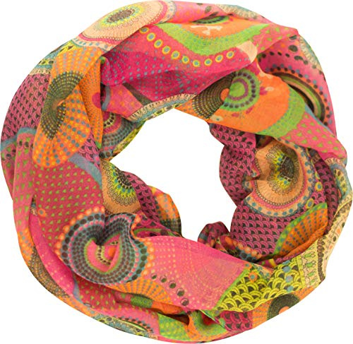 fashionchimp Damen-Loop mit Kreis-Muster, Psychedelic-Print, Schlauchschal, Sommer-Schal für Damen