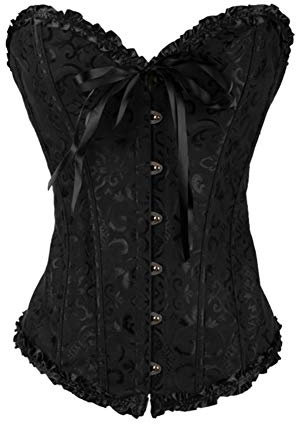 E-girl Damen Overbust Korsett Kunststoffstäbe,Schwarz,38