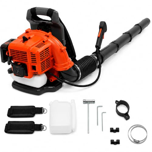Laubbläser Benzin 42,7cc Rucksack Laubgebläse 2-Takt 720 m³/h | 42,7 cm³ 2-Takt | 1,25 kW | 720 m³/h | 70 m/s | 6800 U/min | 1,2-L-Tank | Rucksack-Design