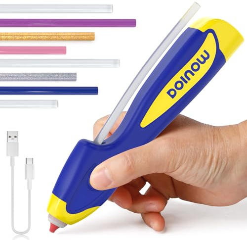 Heißklebepistole Akku Kabellos, 6s schnelles Vorheizen, Automatisches Auskleben ohne Tropfen, Heißklebestift mit 30Pcs 185mm farbige Klebesticks, Per USB-C aufladbare Mini heissklebestift zum Basteln