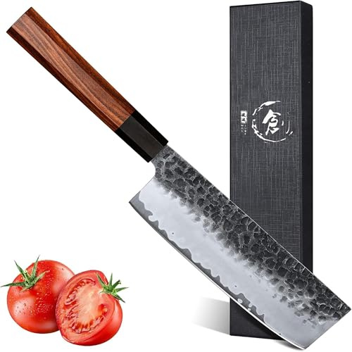 Dragon Creek 18cm Nakiri Küchenmesser, Professionelles Kochmesser, scharfes hochwertiges Sushi Messer,Holzgriff mit Geschenkbox, asia messer für Familie und Freunde-Abverkauf