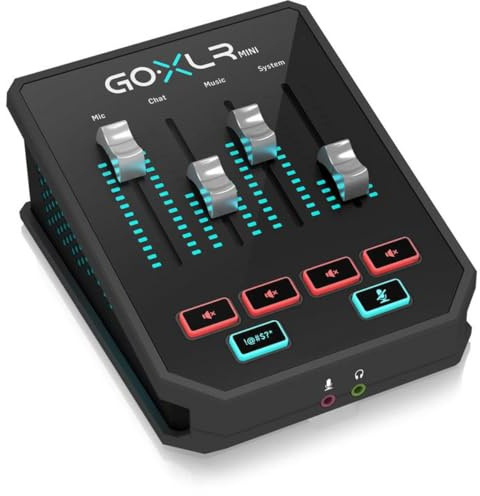 TC Helicon GoXLR MINI Online-Broadcast-Mixer mit USB-/Audio-Schnittstelle und Midas-Vorverstärker, 9.4×8.5×4.6/ 239×216×116mm
