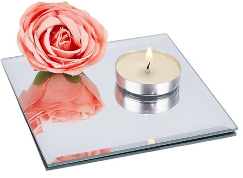 OLYCRAFT 2 Stück 10x10cm Quadratische Glasspiegelfliesen 2.5mm Dicke Kleine Quadratische Dekorative Glasspiegel Glasfliesen Bastelspiegel Kerzenteller Für Wand Tisch Hochzeit Schrank Tafelaufsätze