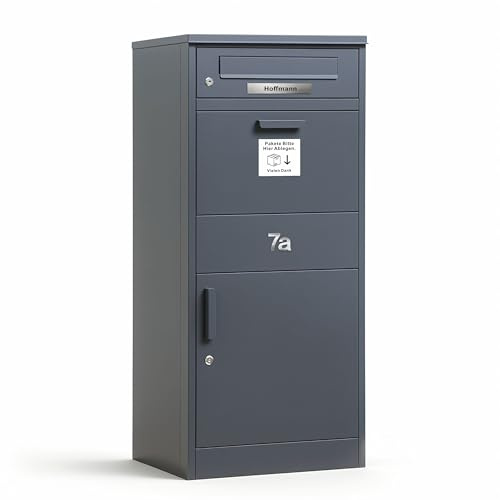 Zedelmaier Paketbox Briefkasten mit großem Paketfach, XXL Paketbriefkasten für Außenbereich, personalisiert mit Edelstahl Namensschild & Hausnummer, inkl. 4 Schlüssel(112 x 50 x 39 cm)