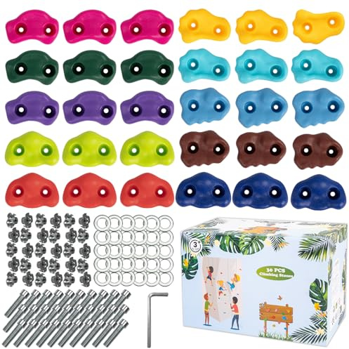 RUACDIQ Klettergriffe, Klettersteine Kinder Outdoor, Kletterwand Griffe Mit Befestigungsschrauben Für Spielturm, Climbing Holds Für Weihnachts Und Geburtstagsgeschenke, 10 Farben