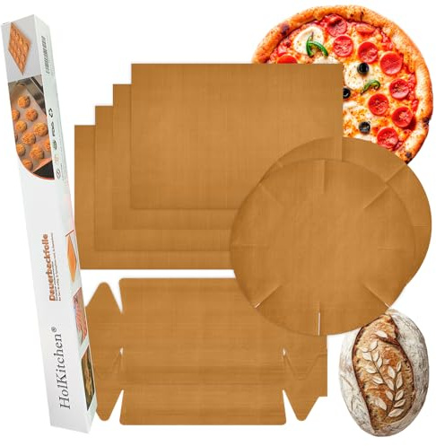 Dauerbackfolie (8er Set) - Premium Wiederverwendbares Backpapier - Dauerbackmatte für Kastenform und Springform - Hitzebeständig, Zuschneidbar, Antihaftbeschichtet, Spülmaschinenfest (8 Stück)