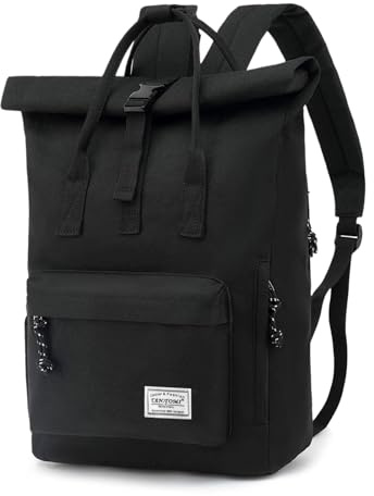 TANTOMI Laptop Rucksack, Rucksack Laptop Tasche 15,6 Zoll, Rucksack Damen und Herren weit öffenbar, Rolltop Rucksack wasserdicht, Backpack Daypack für Schule, Fahrradfahren, Freizeit und Reise