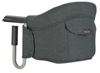 Inglesina Fast, Klappbarer Tischsitz, Dunkelgrau (Charcoal Grey), Leicht zu Transportieren, Waschbar, Sichere Befestigung, Bis 15 kg, 35 x 27 x 42 cm