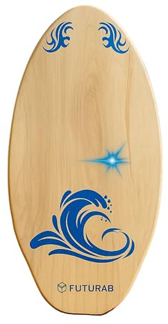 Skimboard aus Holz FUTURA8 – Leichtes rutschfestes wasserfestes Board für Erwachsene und Anfänger – Strand Nasser Sand und kleine Wellen