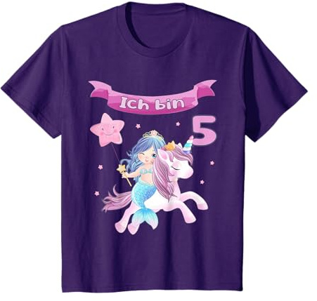 5. Geburtstag – Einhorn und Meerjungfrau Mädchen 5 Jahre T-Shirt