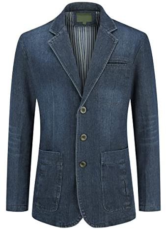 YOUTHUP Herren Jeans Sakko Slim Fit Denim Blazer Sportlich Casual Freizeit