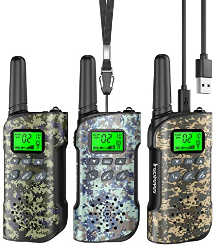 Inspireyes Walkie Talkie Kinder Aufladbar, 48 Stunden Arbeitszeit, 8 Kanäle 2-Wege-Radio, Geschenke für Kinder Jungen Mädchen, Outdoor Wandern Camping, Spielzeug 3-12 Jahre