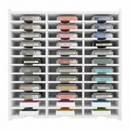 Cabilock 36 Slots Ink Pad Tray Organizer Rack, Stempelkissenhalter, Handygarage Schule, Multi-Boot-Teller-Aufbewahrungsregal Diamant-Gemälde-Tablett-Rack Für Craft Stamp Pad Supplies Storage