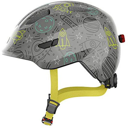 ABUS Kinderhelm Smiley 3.0 LED - Fahrradhelm mit Licht - Tiefe Passform & Platz für einen Zopf - für Mädchen und Jungs