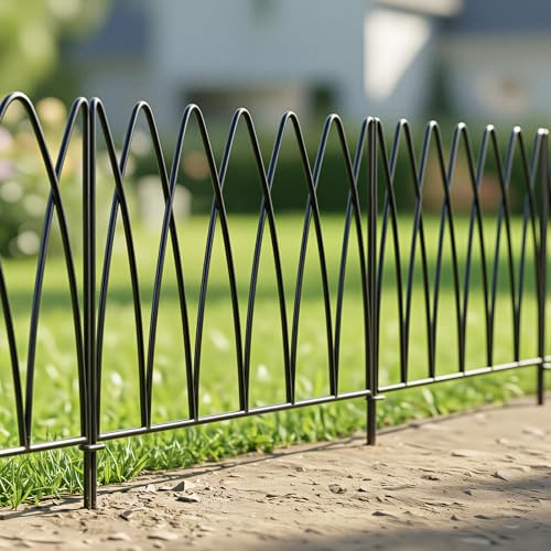 Thealyn Dekorative Metall Gartenzaun 45cm (H) x 2.25m (L) Metall Grenze Folding Fence No Dig Fence Landschaft Zaun für Blumenbeet, Hof, Tier Barriere