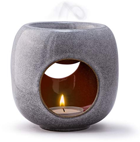 Kaloogo Sabai Scent Pure Duftlampe Keramik für ätherische Öle – minimalistisches Duftlicht – perfekte Wärmeabgabe – hochwertige Duftlampe Teelicht – für Duftwachs und Duftöl – Aromalampe (Aschgrau)