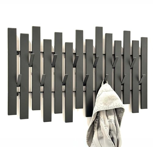 DanDiBo Wandgarderobe Schwarz Metall Modern 96637 Garderobe Wand mit Haken Garderobenleiste Hakenleiste Garderobenhaken
