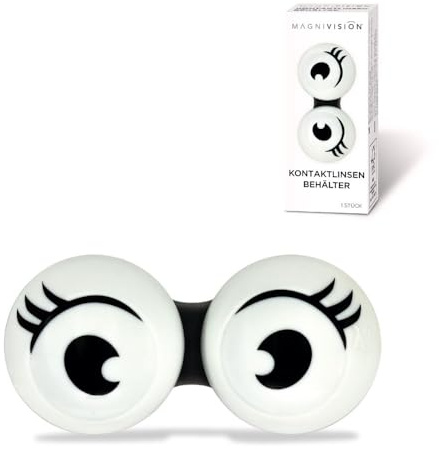 Magnivision Kontaktlinsenbehälter mit Links-Rechts-Markierung im modernen Design, Kontaktlinsen Behältnis zur hygienischen Aufbewahrung von harten & weichen Kontaktlinsen | Fun Style