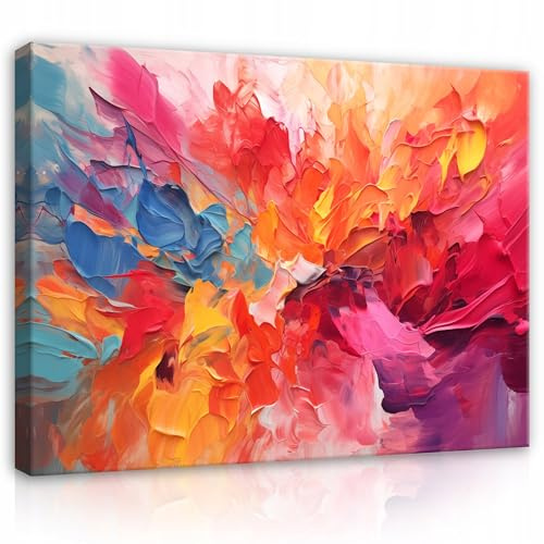 WallArena - Leinwand Bilder - Abstrakt - 100x70 cm Leinwandbilder - Bild auf leinwand - Wandbild XXL groß Wandbilder für Wohnzimmer Schlafzimmer Wohnzimmerbilder Modern kunstdruck - Bunt Kunst