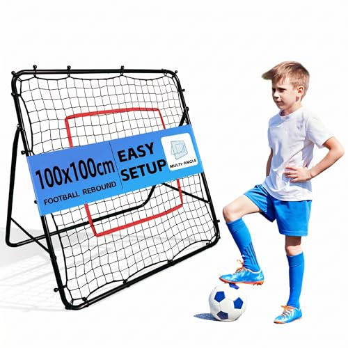 Kapler Fußball Rebounder mit 5 Neigungswinkeln für Solotraining | Faltbares Rückprallnetz mit Metallrahmen PE Netz und Bodenankern für Passspiel Schusstraining und Reaktion