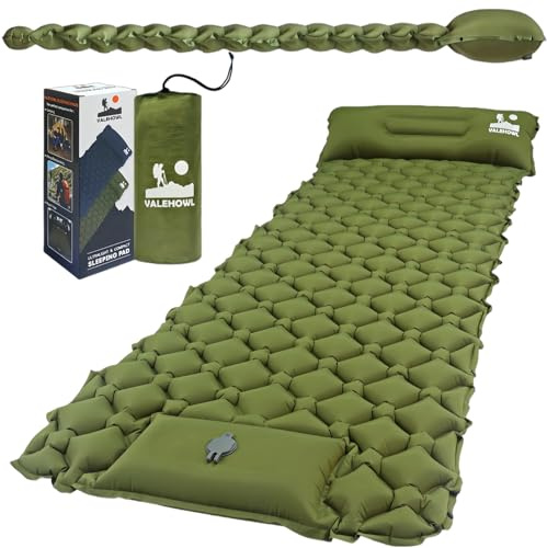 VALEHOWL 800g Ultraleichte Aufblasbare Isomatte für Camping – R-Wert 3,0 für 4 Jahreszeiten, Langlebige wasserdichte Luftmatratze für Rucksackreisen, Trekking, Outdoor