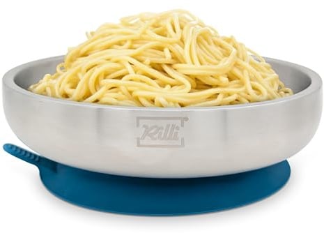 Rilli Edelstahlteller für Babys mit Saugnapf, tiefer Kinderteller, petrol | Doppelwandiger 304er Edelstahl · BPA-frei · schadstoffgeprüft · spülmaschinenfest · für BLW und Beikost