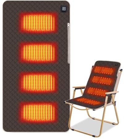 Beheiztes Sitzkissen Outdoor, Sitzheizung Bürostuhl, 45 x 90 cm Elektrisch Beheizbare Heizkissen, Tragebar USB 5V Stadion Sitzkissen für Campingstühle mit 3 Heizstufen Wärmekissen für Zuhause Camping
