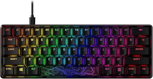 HyperX Alloy Origins 60 – Mechanische Gaming-Tastatur – 60%-Formfaktor, HX Red Switches, QWERTY US-Layout, PBT-Tastenkappen, RGB-Beleuchtung, Aluminiumgehäuse, USB-C, Schwarz