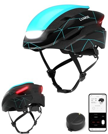 Lumos Ultra Fahrradhelm LED-Lichter vorne & hinten, 360° Sichtbarkeit - mit Blinker Unisex Erwachsene Helm mit Licht Fahrrad Rennrad Azure Strike Gr. M/L