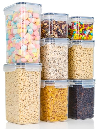 Cozary Vorratsdosen mit Deckel Luftdicht, 8er Vorratsbehälter Set, BPA-Frei, Vorratsdose zur Müsli Mehl Aufbewahrung Küche, Küchen Organizer, Frischhaltedosen für Lebensmittelaufbewahrung