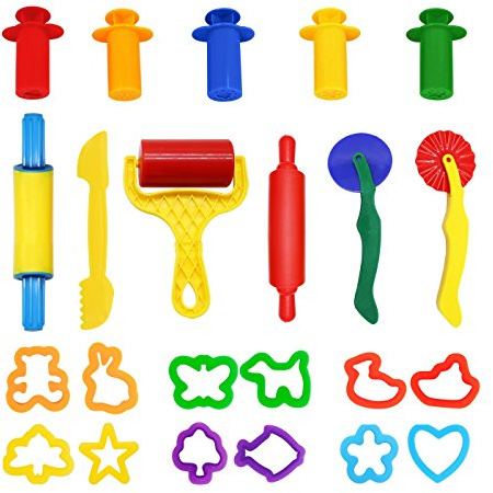 WONDERFORU Knetwerkzeug Teig Plastilin Werkzeuge, Knete zubehör Ausstechformen Küchenspielzeug, 23 Stück …