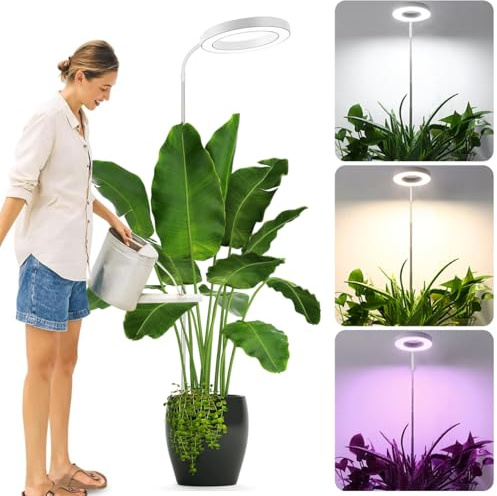 Pflanzenlampe LED Vollspektrum, Grow Lampe für Zimmerpflanzen, 72 LEDs Pflanzenwachstumslampe, Höhenverstellbar Bis 160 cm, 3 Farbmodi mit 360°Schwanenhals,Timer (3/9/12 Stunden),10 Helligkeitsstufen