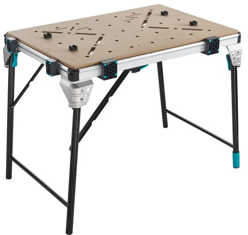 wolfcraft Master Work 1600 - Werkbank - mobiler klappbarer Arbeitstisch für Werkstatt & Baustelle - höhenverstellbarer Fuß - Maße 1035 x 695 mm - Tragfähigkeit 125 kg - Made in Europe - 6909000