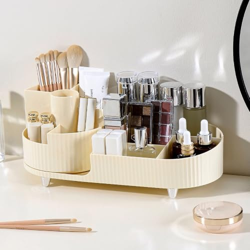 JVISION Make Up Organizer 360° Drehbar Schminktisch Organizer Fach 2-in-1 | Kosmetik Organizer für Schminktisch, Bad, Makeup Organizers, Badezimmer Organizer, Skincare Organizer
