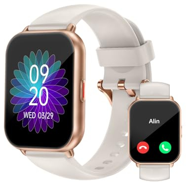 Smartwatch mit Telefonfunktion,Smartwatch für Damen Herren 1.85'' HD Screen | Fitnessuhr mit SpO2-Überwachung Pulsuhr Schlafmonitor Schrittzähler Uhr 110+ Trainingsmodi für Android iOS (2 Bänder)