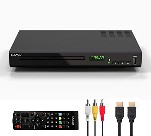 HD Blu-ray Player, Kompakter Bluray Player HDMI 1080P-DVD-Player mit HDMI-Ausgang/AV-Ausgang/Koaxialausgang, USB-Eingang, unterstützt alle DVDs und Region B / 2 Blue Ray Disc