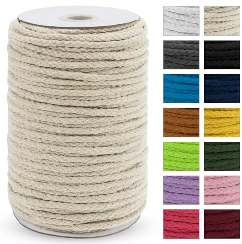 Uiopa Makramee Garn 5mm x 90m, Baumwollkordel Baumwollseil Natürlicher Baumwollschnur, Makramee Garn Geflochten für Pflanzenaufhänger, Wandbehang, Traumfänger, Garten, DIY-Projekte