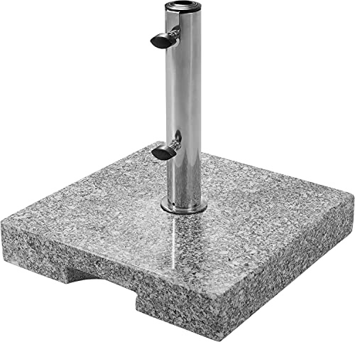 Doppler Granitsockel 25 kg, Schirmständer mit Griffmulde, 38x38x7 cm | Schirmständer aus poliertem Granit & Edelstahlrohr, max. 200cm Schirmdurchmesser & 2,5-4,8 cm Rohrdurchmesser