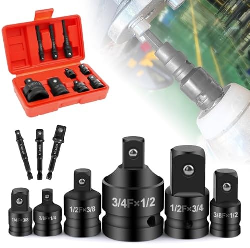 Tapsin Adapter Satz,6 Stück Adapter Satz Stecknussadapter Set | 1/4auf1/465L,3/8auf1/465L,1/2auf1/473L,3/4auf 1/2,1/2 auf 3/4,1/2auf 3/8,3/8auf 1/2,3/8 auf 1/4,1/4 auf 3/8