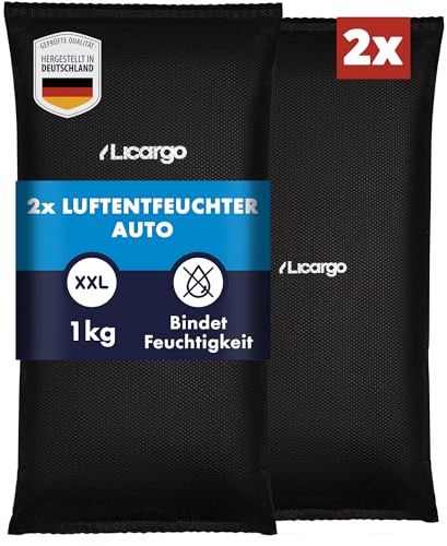 LICARGO 2x Luftentfeuchter (1kg) - Auto Entfeuchter gegen beschlagene Autoscheiben - wiederverwendbarer Innenraum Luftentfeuchter, Feuchtigkeitskissen für Auto