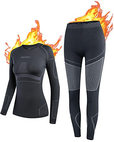 NOOYME Thermounterwäsche Damen Atmungsaktiv Thermowäsche Set Funktionswäsche Anti-bakteriell und Flexibel Skiunterwäsche Warme Unterwäsche für zu Hause und Sport im Herbst Winter