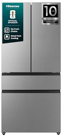 Hisense RF540N4SBI2 French Door Kühl-Gefrierkombination/ NoFrostPlus/ Inverter-Kompressor/ ConvertActive/ CrispZone/ 181,7 cm/ Kühlteil 302 l/ Gefrierteil 178 l/ 40 dB/ 310 kWh/ Jahr/ Inox-Look