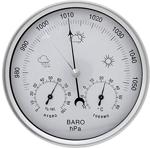 zalati Analog Barometer Thermometer Hygrometer mit Edelstahlrahmen 3 in 1 Wetterstation für Innen und Außen