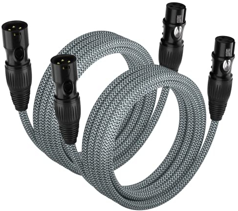 huaham XLR -Kabel 2Pack 5m, Mikrofonkabel Nylon geflochtenes XLR -Mann bis weiblich ausgewogenes 3 -pin -XLR -Mikrofonkabel, das mit Mixer, Aufnahmestudio, Lautsprechersystemen