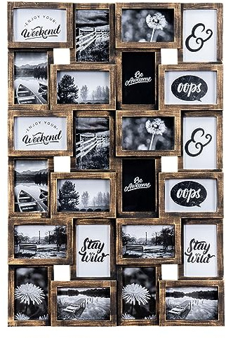 levandeo Bilderrahmen Collage 24 Fotos 10x15cm Kupfer Industrial Industrie Deko Antik Wanddeko Fotogalerie