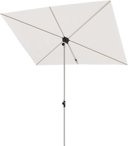 Grand patio Sonnenschirm Balkon mit Druckknopfneigung, 6 Rippen, Gartenschirm, Terrassenschirm für Rasen, Deck, Hinterhof, Pool,UV-Schutz 50+, 183CM × 134CM, Rechteckig-Beige
