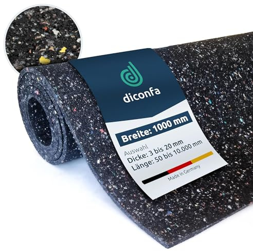 diconfa Bautenschutzmatte 1000mm 100cm 1m BREIT - 3 bis 20mm DICK - 0,05 bis 10m LANG - Auswahl: 5500mm 550cm 5,5m LANG, 8mm STARK - Gummimatte Antirutsch-Matte Fall-Schutzmatte Schall-Isolation