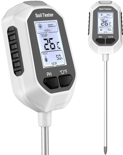 YAMRON ph messgerät Erde, 5-in-1 Digital Plant bodenmessgerät with PH Value/Temperature/Feuchtigkeit/Licht für Gartenarbeit, Farm, Rasen, Landwirtschaft und Outdoor-Pflanzen
